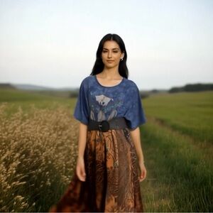 Upcycled boho maxi t-shirt dress.